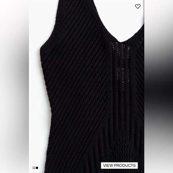 H&M LIMITED EDITION CROCHET-LOOK DRESS Size L NWOT Black Knit Midi Length - Picture 5 of 8